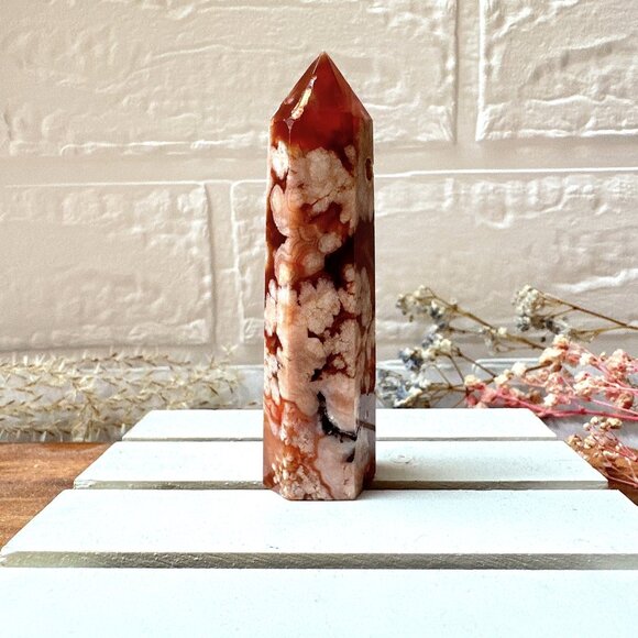 Beautiful Small Carnelian Flower Agate Tower - Picture 1 of 10